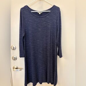 Lila Rose Stretch Blue Long Sleeve Knee-Length Stretchy Swing Dress, Size XL